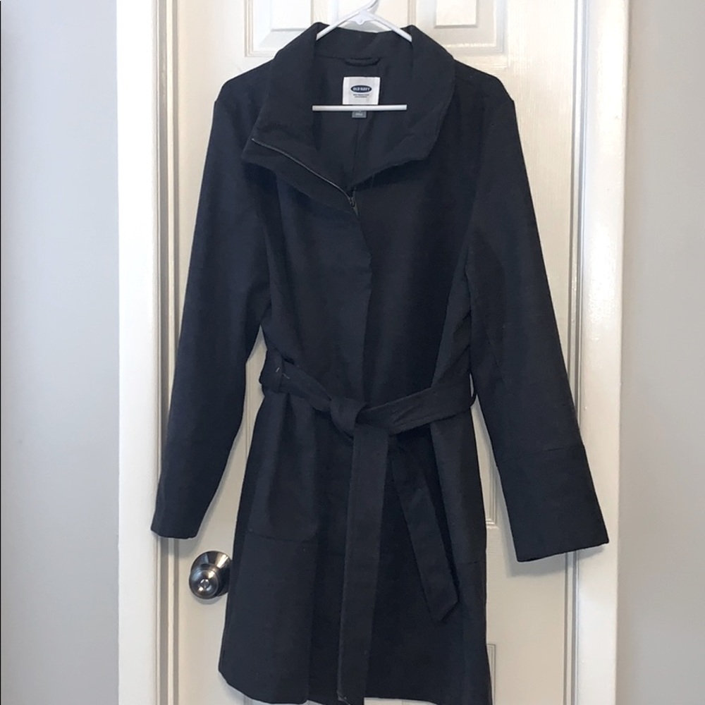Old Navy dark gray faux wool belted winter coat